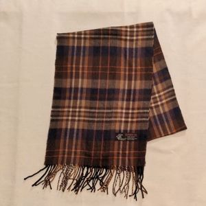Brown, Navy, Orange Plaid Scarf